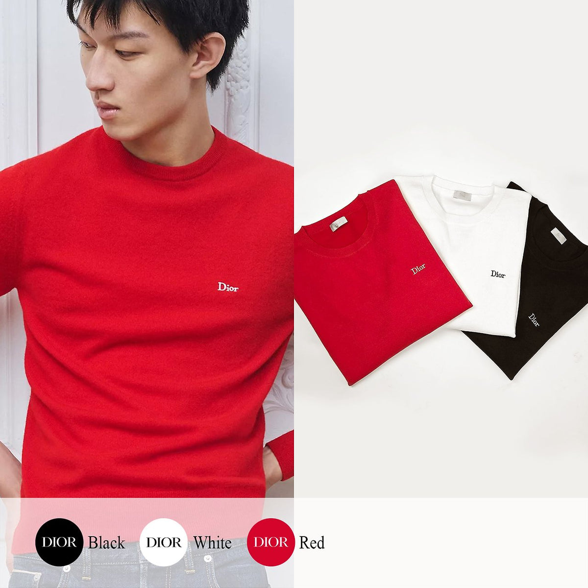 (국내배송, 당일출고)디올 로고 자수 라운드 니트~3Color~
